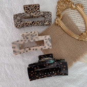 Gheare de păr geometrice din acetat 2021, dimensiune mare, pătrată, cleme de crabi, cleme de păr din boabe de leopard, pentru femei, accesorii de păr la modă