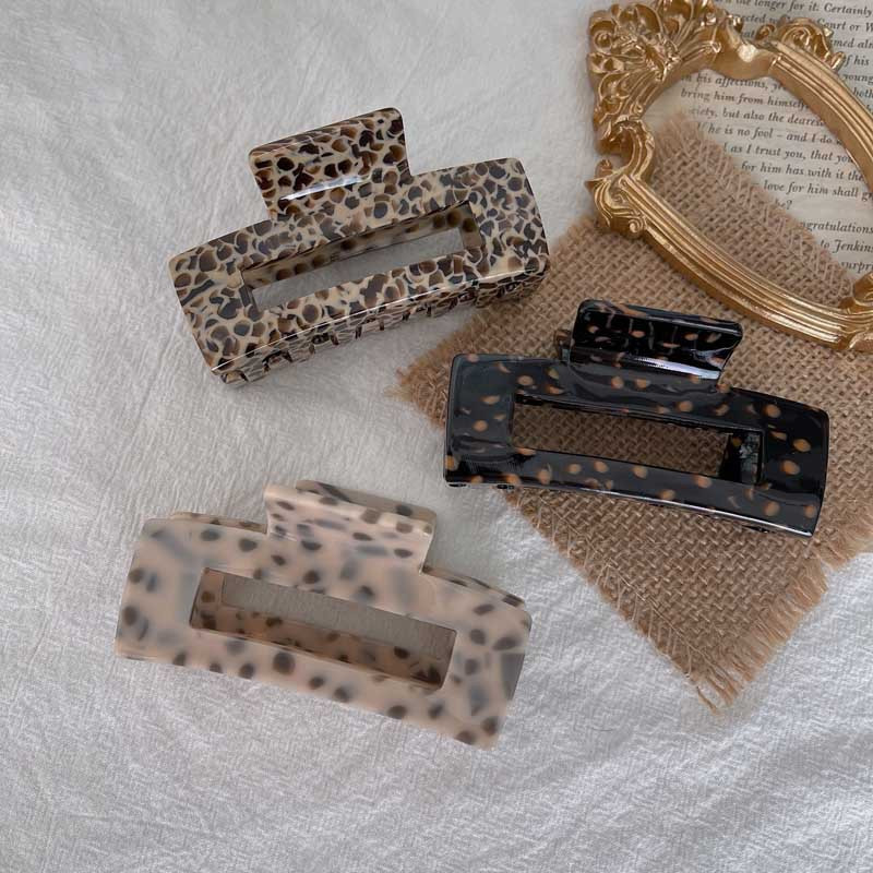 Gheare de păr geometrice din acetat 2021, dimensiune mare, pătrată, cleme de crabi, cleme de păr din boabe de leopard, pentru femei, accesorii de păr la modă