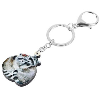 Bonsny Acrylic Lovely Raccoon Keychains Μπρελόκ Μεγάλης αισθητικής Ζώο μπρελόκ κοσμήματα για γυναίκες Kids lover Fashion Gift Charms