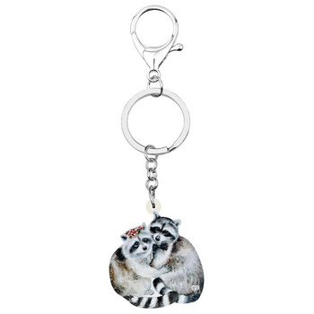 Bonsny Acrylic Lovely Raccoon Keychains Μπρελόκ Μεγάλης αισθητικής Ζώο μπρελόκ κοσμήματα για γυναίκες Kids lover Fashion Gift Charms