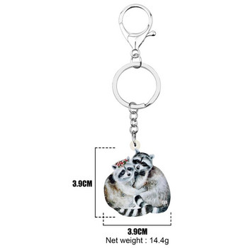 Bonsny Acrylic Lovely Raccoon Keychains Μπρελόκ Μεγάλης αισθητικής Ζώο μπρελόκ κοσμήματα για γυναίκες Kids lover Fashion Gift Charms