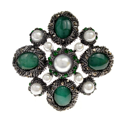 CINDY XIANG Broșe de mărgele din rășină cu strasuri colorate pentru femei, ace în cruce vintage, 5 culori disponibile