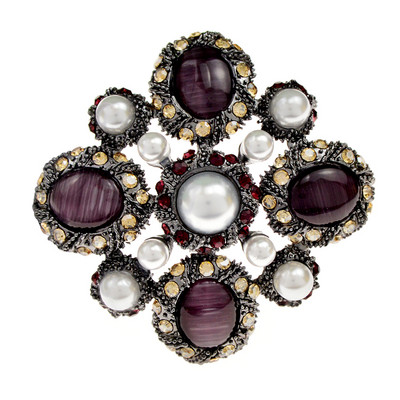 CINDY XIANG Broșe de mărgele din rășină cu strasuri colorate pentru femei, ace în cruce vintage, 5 culori disponibile