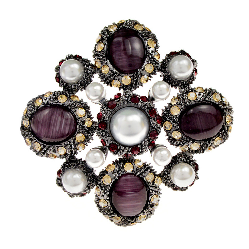 CINDY XIANG Broșe de mărgele din rășină cu strasuri colorate pentru femei, ace în cruce vintage, 5 culori disponibile