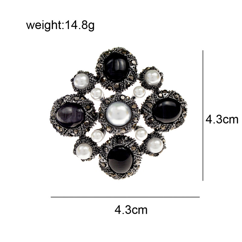 CINDY XIANG Broșe de mărgele din rășină cu strasuri colorate pentru femei, ace în cruce vintage, 5 culori disponibile