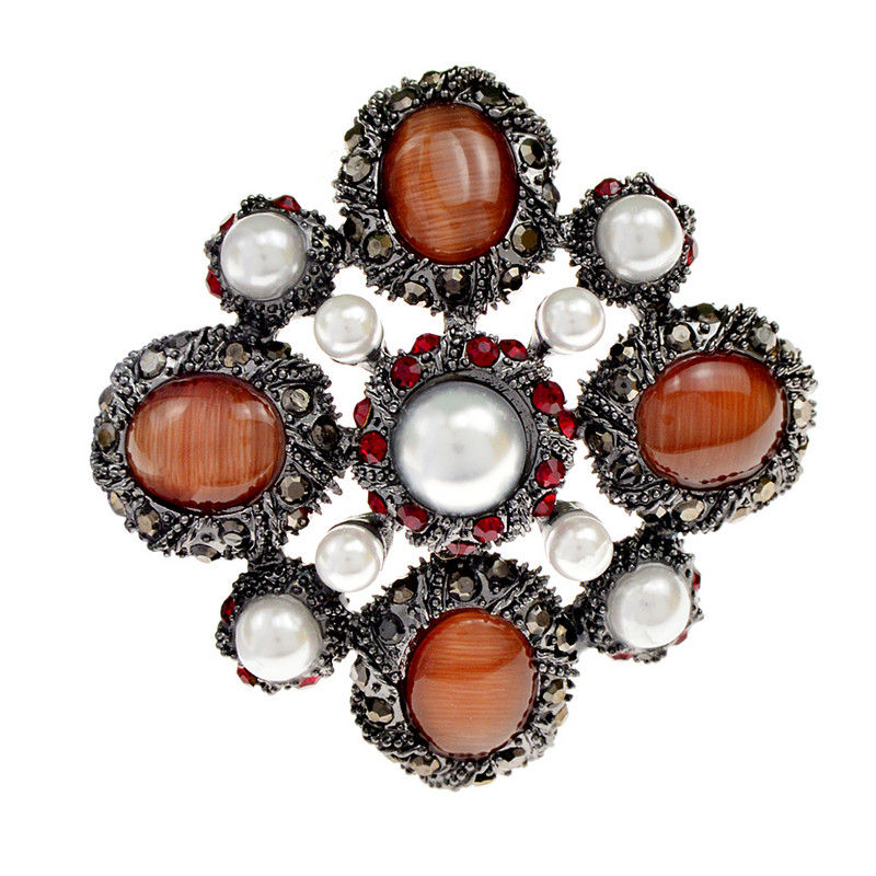 CINDY XIANG Broșe de mărgele din rășină cu strasuri colorate pentru femei, ace în cruce vintage, 5 culori disponibile