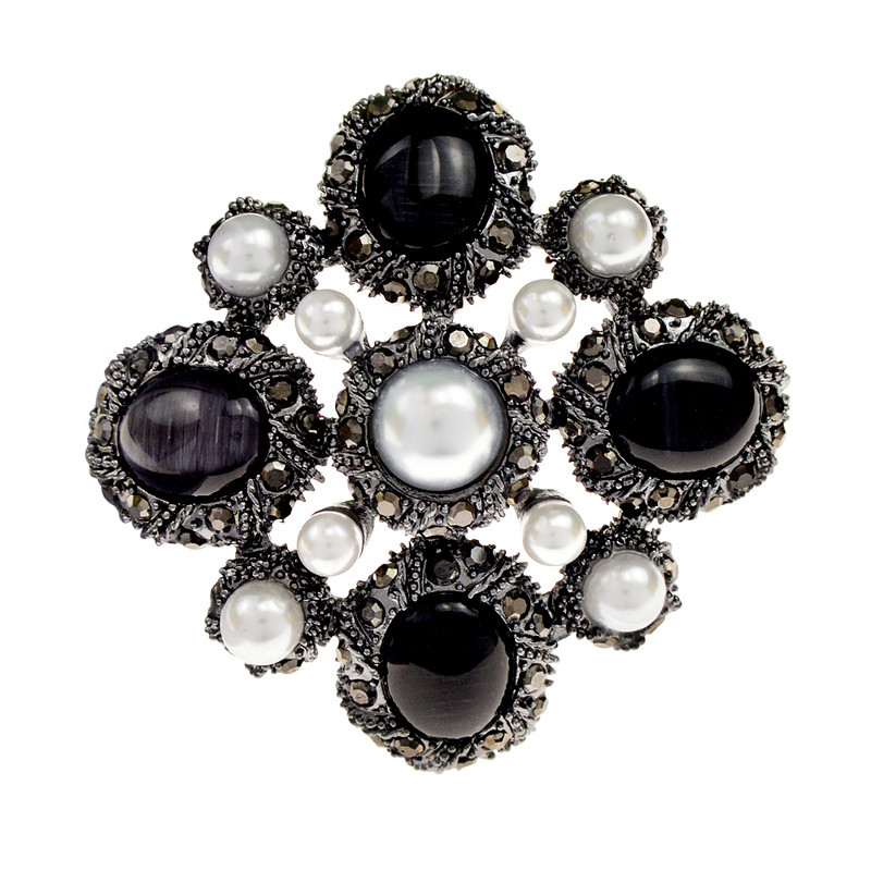 CINDY XIANG Broșe de mărgele din rășină cu strasuri colorate pentru femei, ace în cruce vintage, 5 culori disponibile