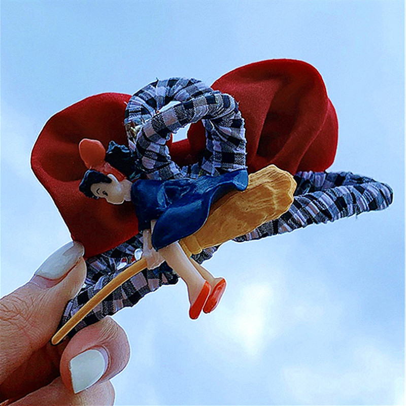 FFLACELL Корейски нов стил Уникален сладък летящ лък за малка вещица Акрилна плоча Щипка за коса Бижута Подарък за жени Момичета