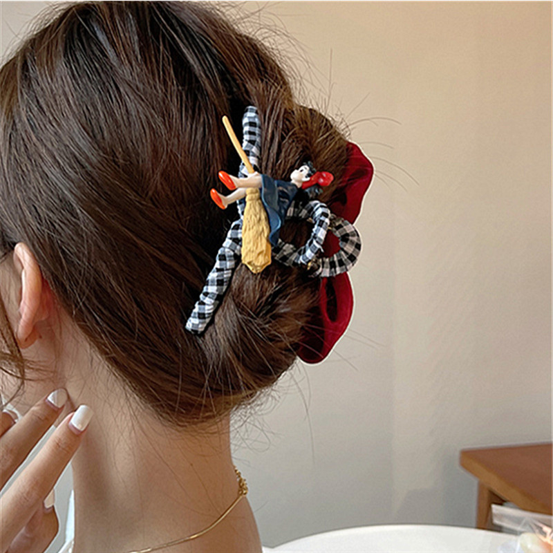FFLACELL Корейски нов стил Уникален сладък летящ лък за малка вещица Акрилна плоча Щипка за коса Бижута Подарък за жени Момичета