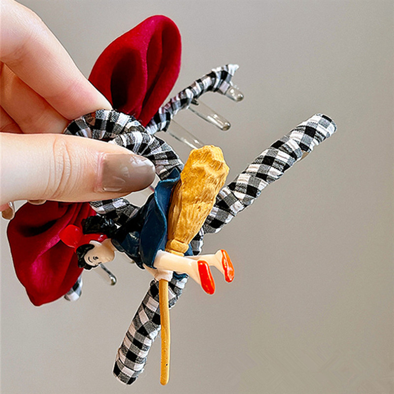 FFLACELL Корейски нов стил Уникален сладък летящ лък за малка вещица Акрилна плоча Щипка за коса Бижута Подарък за жени Момичета