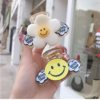 FFLACELL Κορεάτικο νέο χαριτωμένο καρτούν Bow Smiley Face Flower Resin Αξεσουάρ φουρκέτας για γυναίκες κορίτσια