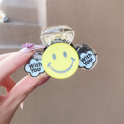 FFLACELL Coreeană Nou Cute Cartoon Arc Smiley Face Flori Rășină Accesorii pentru ac de păr pentru femei fete