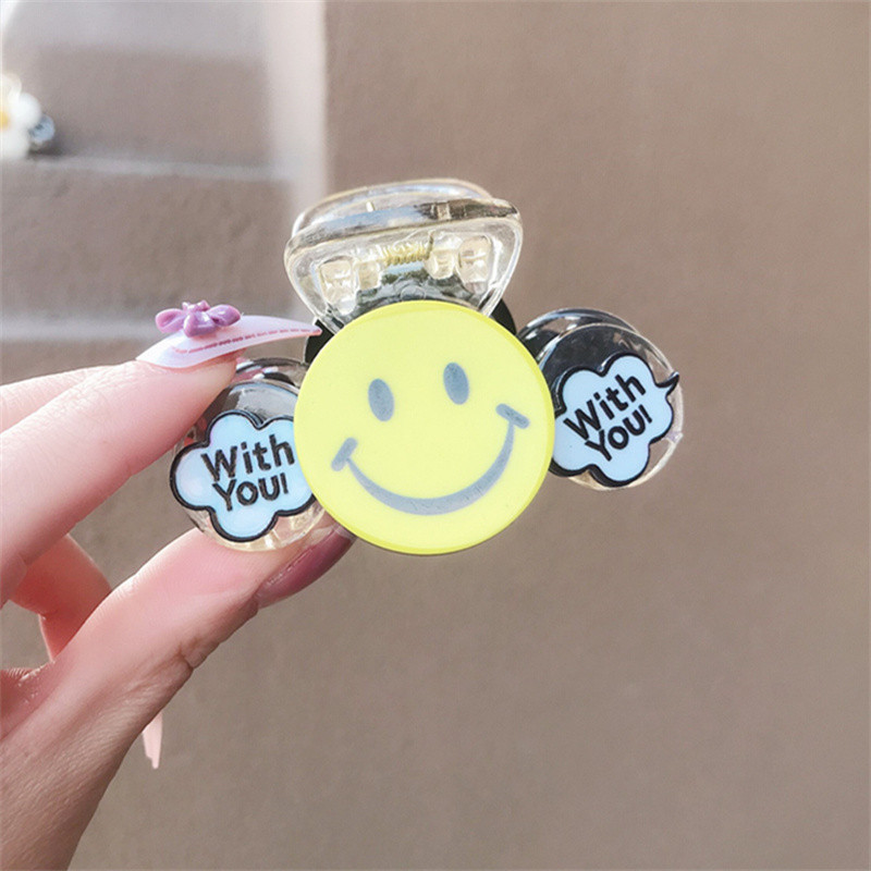 FFLACELL Coreeană Nou Cute Cartoon Arc Smiley Face Flori Rășină Accesorii pentru ac de păr pentru femei fete
