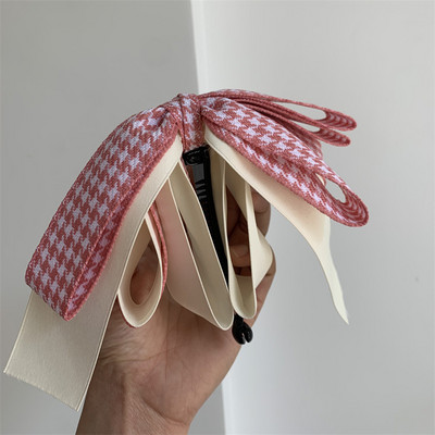 2022 Summer Girl Dulce Multi-strat Fundă Banana Agrafă de păr Barrette Retro Houndstooth Gheare de păr Elegantă Accesorii de păr pentru femei