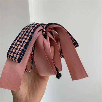 2022 Summer Girl Dulce Multi-strat Fundă Banana Agrafă de păr Barrette Retro Houndstooth Gheare de păr Elegantă Accesorii de păr pentru femei