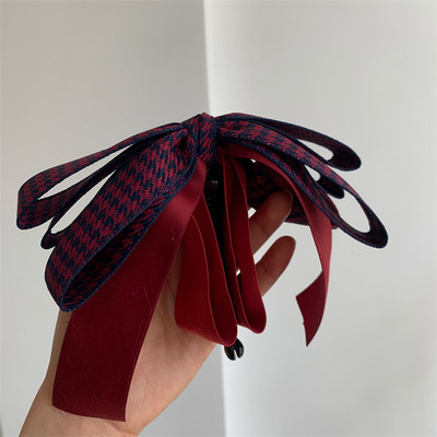 2022 Summer Girl Dulce Multi-strat Fundă Banana Agrafă de păr Barrette Retro Houndstooth Gheare de păr Elegantă Accesorii de păr pentru femei