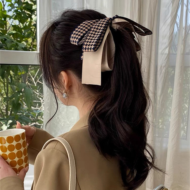 2022 Summer Girl Dulce Multi-strat Fundă Banana Agrafă de păr Barrette Retro Houndstooth Gheare de păr Elegantă Accesorii de păr pentru femei