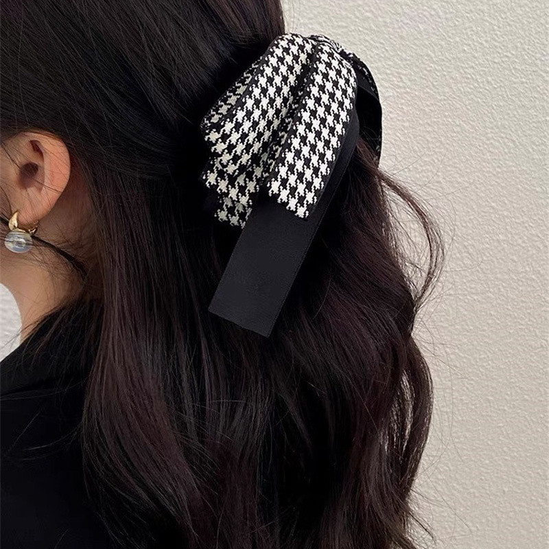 2022 Summer Girl Dulce Multi-strat Fundă Banana Agrafă de păr Barrette Retro Houndstooth Gheare de păr Elegantă Accesorii de păr pentru femei