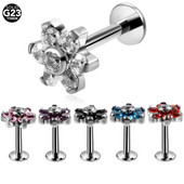 Fashion 1PC G23 Titanium Flower Labret Lip Bar Ineles 16g Prong Zircon Cartilajul urechii Tragus Helix Piercing Cercei Bijuterii pentru fete