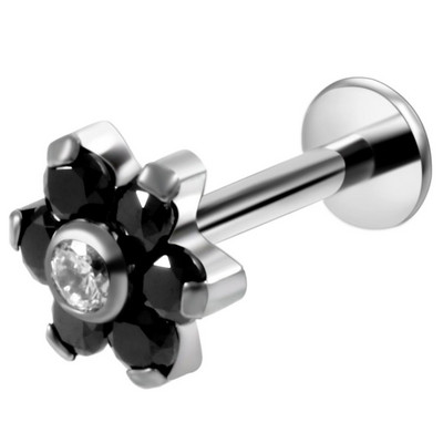 Fashion 1PC G23 Titanium Flower Labret Lip Bar Ineles 16g Prong Zircon Cartilajul urechii Tragus Helix Piercing Cercei Bijuterii pentru fete