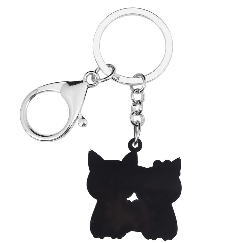 BONSNY Ziua Îndrăgostiților Acrilic Inimă Dulce Cuplu Pisică Pisicuță Breloc Inel Noutate Poșetă Breloc Cadou Bijuterii pentru Femei Fete