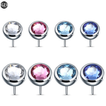 1PC G23 Титан без резба Push in Earring Tragus Helix Пиърсинг за обеци Opal Top for Labret Stud Пиърсинг за устни Бижута