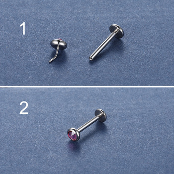 1PC G23 Титан без резба Push in Earring Tragus Helix Пиърсинг за обеци Opal Top for Labret Stud Пиърсинг за устни Бижута