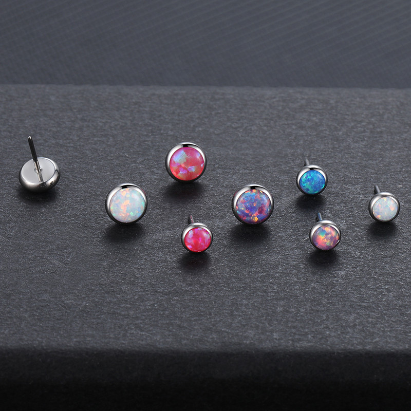 1 buc. Piercing pentru cercei din titan G23 fără fir Push in Cartilage Tragus Helix pentru cercei de opal pentru bijuterii Labret Stud Buze