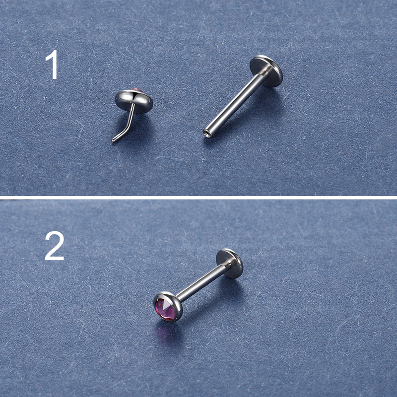 1 buc. Piercing pentru cercei din titan G23 fără fir Push in Cartilage Tragus Helix pentru cercei de opal pentru bijuterii Labret Stud Buze