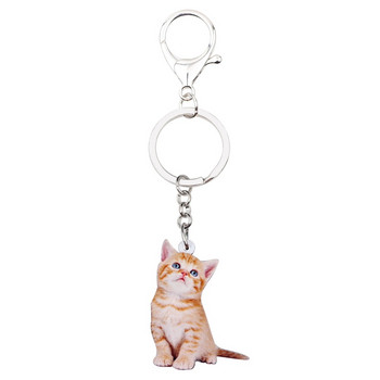 Bonsny Acrylic Anime Lovely Kitten Cat Keychain Rings Μόδα κοσμήματα για γυναίκες κορίτσι Έφηβες Γυναικεία τσάντα γούρι αυτοκινήτου