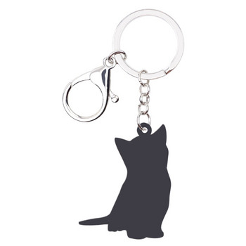 Bonsny Acrylic Anime Lovely Kitten Cat Keychain Rings Μόδα κοσμήματα για γυναίκες κορίτσι Έφηβες Γυναικεία τσάντα γούρι αυτοκινήτου