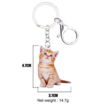 Bonsny Acrylic Anime Lovely Kitten Cat Keychain Rings Μόδα κοσμήματα για γυναίκες κορίτσι Έφηβες Γυναικεία τσάντα γούρι αυτοκινήτου