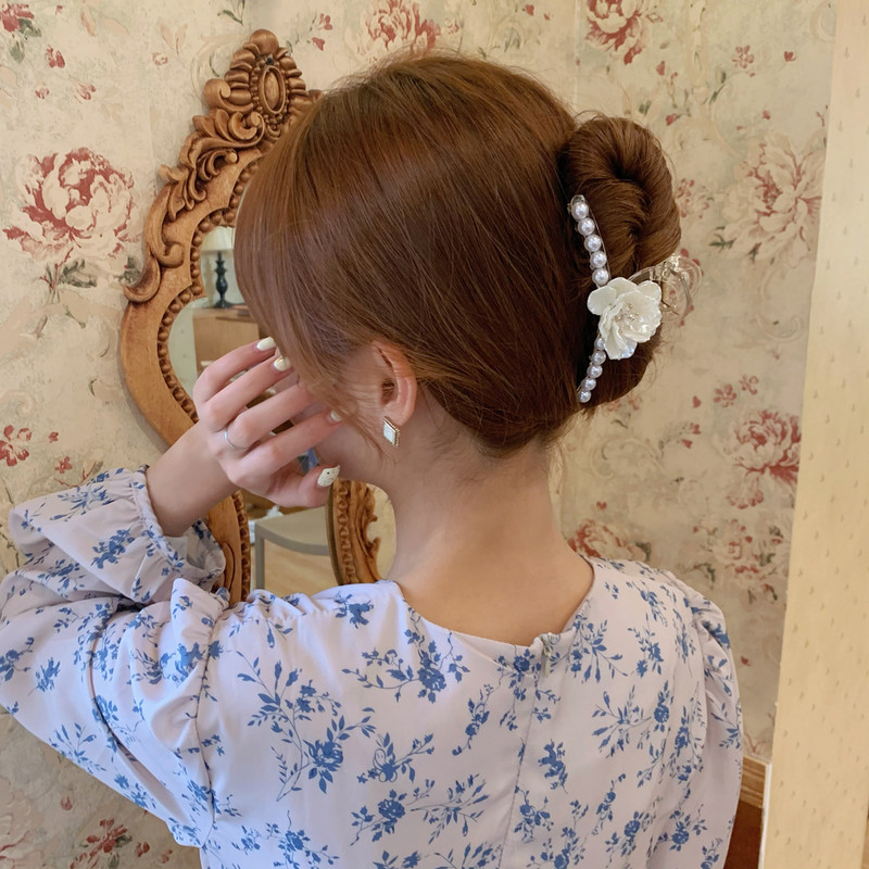 Gheare Păr Agrafe Clemă Pentru Femei Fată Camelie Camelie Floral Perla Coreeană Handmade Moda Accesorii Cap