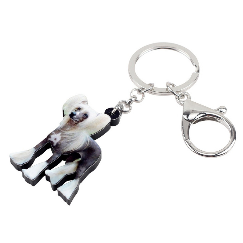 Bonsny Statement Acrilic Chinezesc Crested Dog Breloc Breloc Inele Bijuterii Pentru Femei Fete Doamne Poșetă Breloc Mașină Vrac Pet