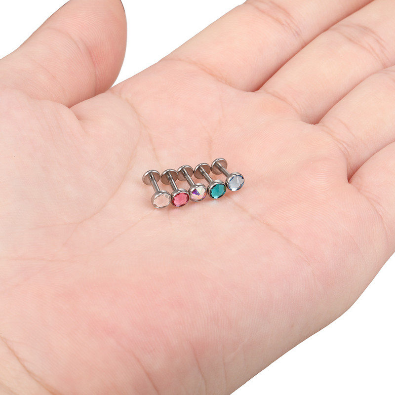 1 vnt. Titanium CZ Gem Helix Tragus Auskarų Stud Orelha Kremzlės Auskarai Vidinis Siūlas Labret Žiedas Lūpų Baras Smeigtukai Kūno papuošalai