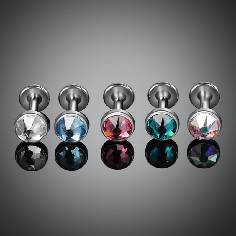1 vnt. Titanium CZ Gem Helix Tragus Auskarų Stud Orelha Kremzlės Auskarai Vidinis Siūlas Labret Žiedas Lūpų Baras Smeigtukai Kūno papuošalai