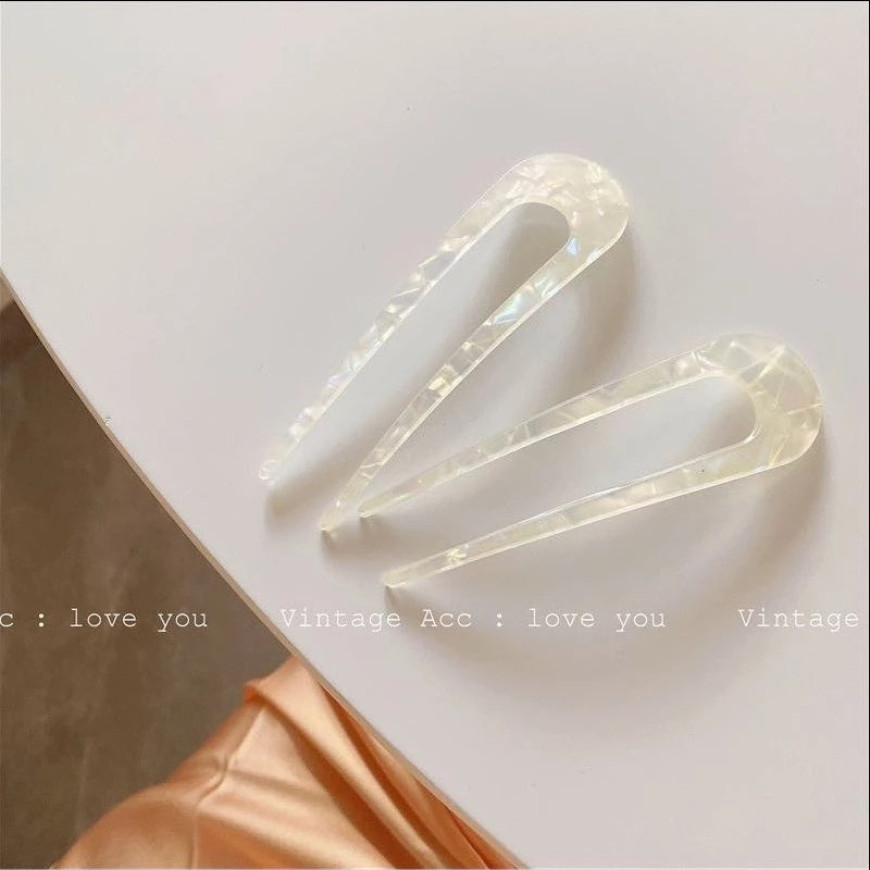 2021 m. retro spalvinga akrilo U formos geometrinė plaukų lazdelės Paprasta juodai balta tinklelis netaisyklingas lygus plaukų segtukas mergaitėms