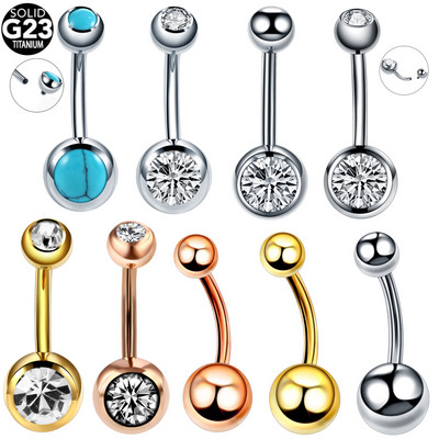 1PC G23 Titanium Crystal Gem Zakrivljeni prstenovi za uteg Pupak Prsteni za pupak Piercing Nombril Ombligo Piercing Šarmantni nakit