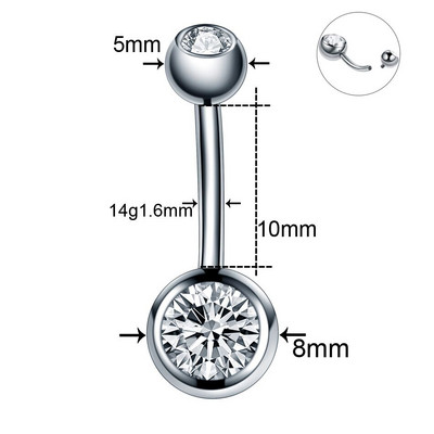1PC G23 titan cristal bijuterie curbate barbell inele buric inele buric piercing Nombril Ombligo piercing bijuterii fermecătoare