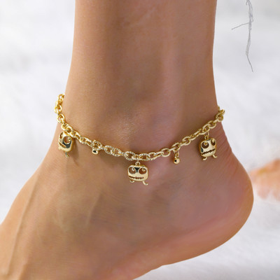 Madingos vasaros širdies kulkšnies apyrankės moterims Metalo žvaigždė Moon Peach Charm Boho kulkšnių grandinėlė ant kojų paplūdimio basomis basomis papuošalai
