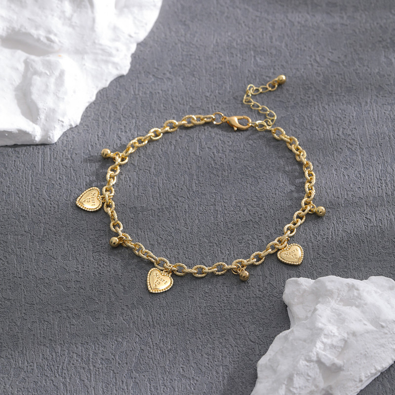 Madingos vasaros širdies kulkšnies apyrankės moterims Metalo žvaigždė Moon Peach Charm Boho kulkšnių grandinėlė ant kojų paplūdimio basomis basomis papuošalai