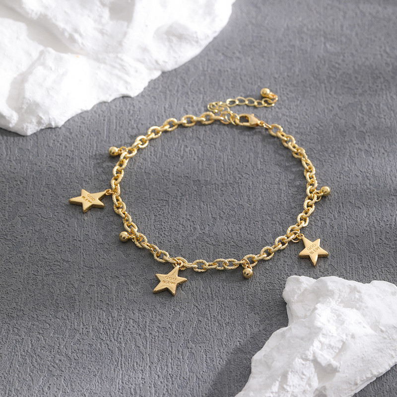 Madingos vasaros širdies kulkšnies apyrankės moterims Metalo žvaigždė Moon Peach Charm Boho kulkšnių grandinėlė ant kojų paplūdimio basomis basomis papuošalai