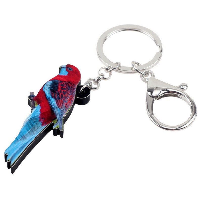 Bonsny Acrilic Crimson Rosella Papagal Pasăre Breloc Breloc Suport Inel Bijuterii Animal Tropic pentru Femei Fete Geantă Breloc mașină
