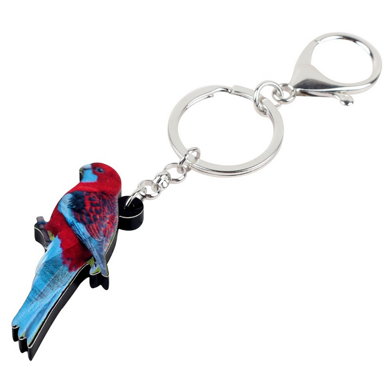 Bonsny Acrilic Crimson Rosella Papagal Pasăre Breloc Breloc Suport Inel Bijuterii Animal Tropic pentru Femei Fete Geantă Breloc mașină