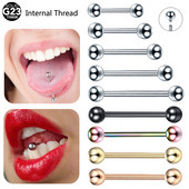 1 tk titaanist keele augustamine sisemine niit nippel barbell Lengua augustamine 16G 14G kõrvarõngas Helix Tragus keha ehete hoidja