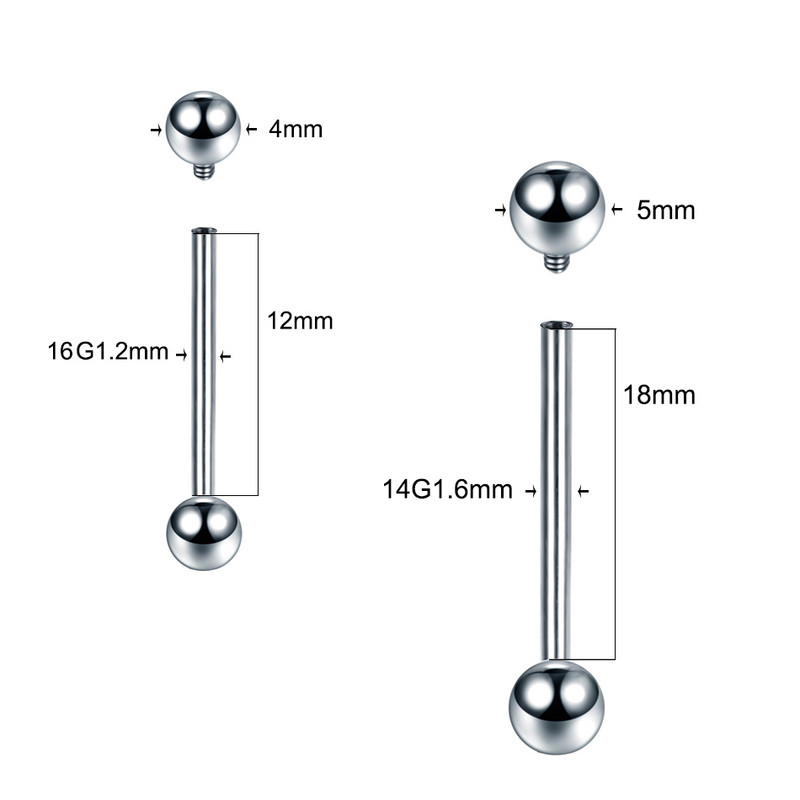 1 tk titaanist keele augustamine sisemine niit nippel barbell Lengua augustamine 16G 14G kõrvarõngas Helix Tragus keha ehete hoidja