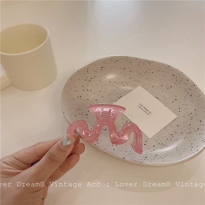 Korėjos Retro Pink serijos marginti plaukų letena netaisyklingi geometriniai tuščiaviduriai stačiakampiai sujungiami plaukų segtukai moterims, dovanos