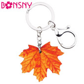 Bonsny Statement Acrilic Frunze de arțar Breloc Brelocuri Inele Bijuterii cu plante de toamnă Pentru Femei Fete Geantă Pandantiv mașină Poșetă Brelocuri