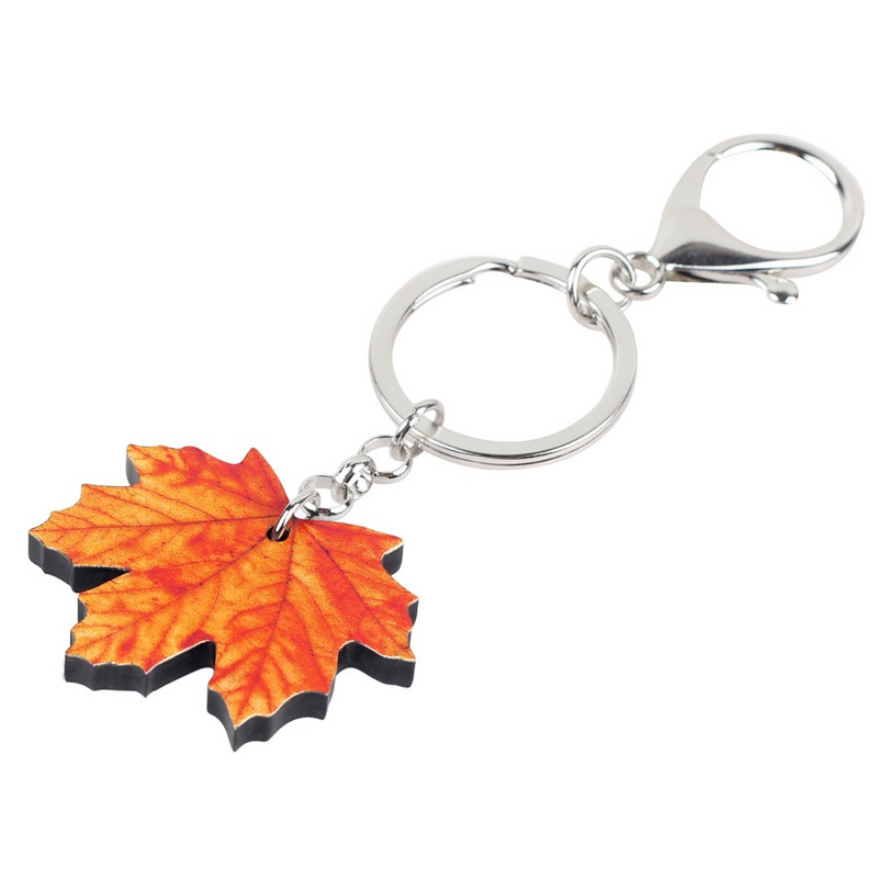 Bonsny Statement Acrilic Frunze de arțar Breloc Brelocuri Inele Bijuterii cu plante de toamnă Pentru Femei Fete Geantă Pandantiv mașină Poșetă Brelocuri