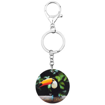 Bonsny Ακρυλικό Στρογγυλό Lovely Toucan Bird Keychains Ζώο μπρελόκ κοσμήματα για γυναίκες φίλες και κορίτσια μόδα δώρο αξεσουάρ αυτοκινήτου